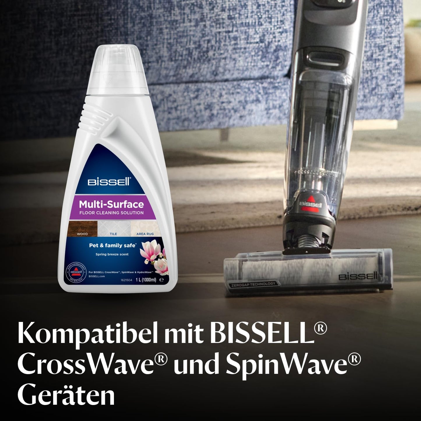 Bissell 1789L Multi-Surface Reinigungsmittel für Crosswave, Crosswave Pet Pro, Spinwave und andere Multiflächen-Reinigungsgeräte, Weiss, 1 x 1 Liter