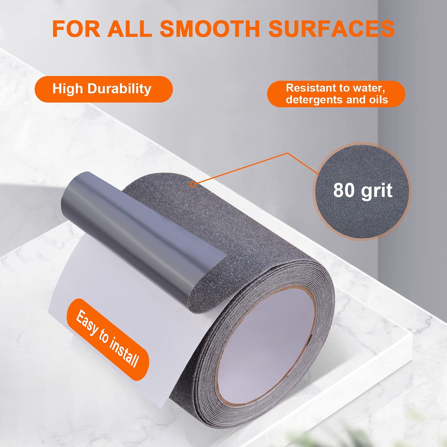 OQingluan Antirutsch Klebeband, 10m*10cm, Anti-Rutsch-Band Selbstklebend, Rutschfestes Klebeband für Treppen, High Grip Anti-Rutsch-Klebeband, für Treppen, Stufen, für Drinnen und Draußen, Grau