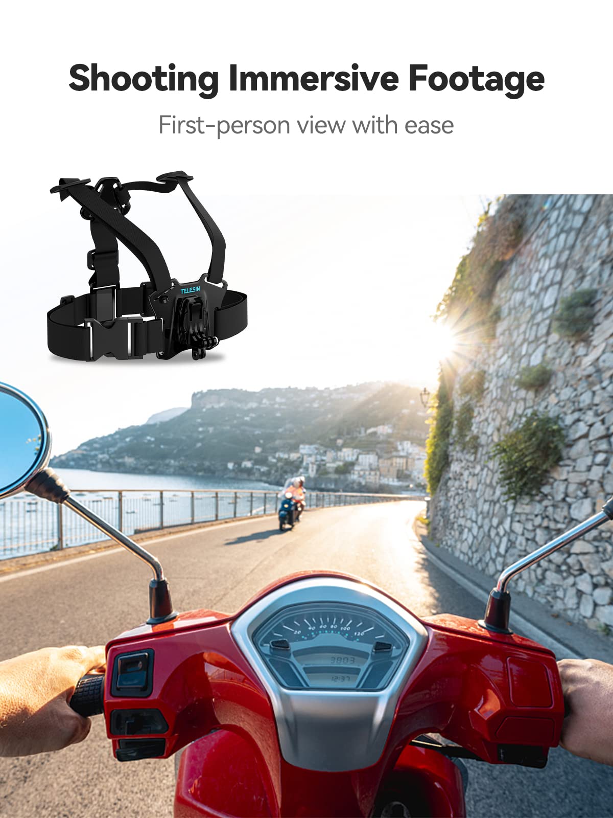 TELESIN Action-Kamera kopfgurt und Brustgurt Kamera Halterung Zubehör Kit Kompatibel mit GoPro 13/12/11/10/9/8/7+ DJI Action 5 Pro 4/3/2 Insta360 und die meisten Action-Kameras