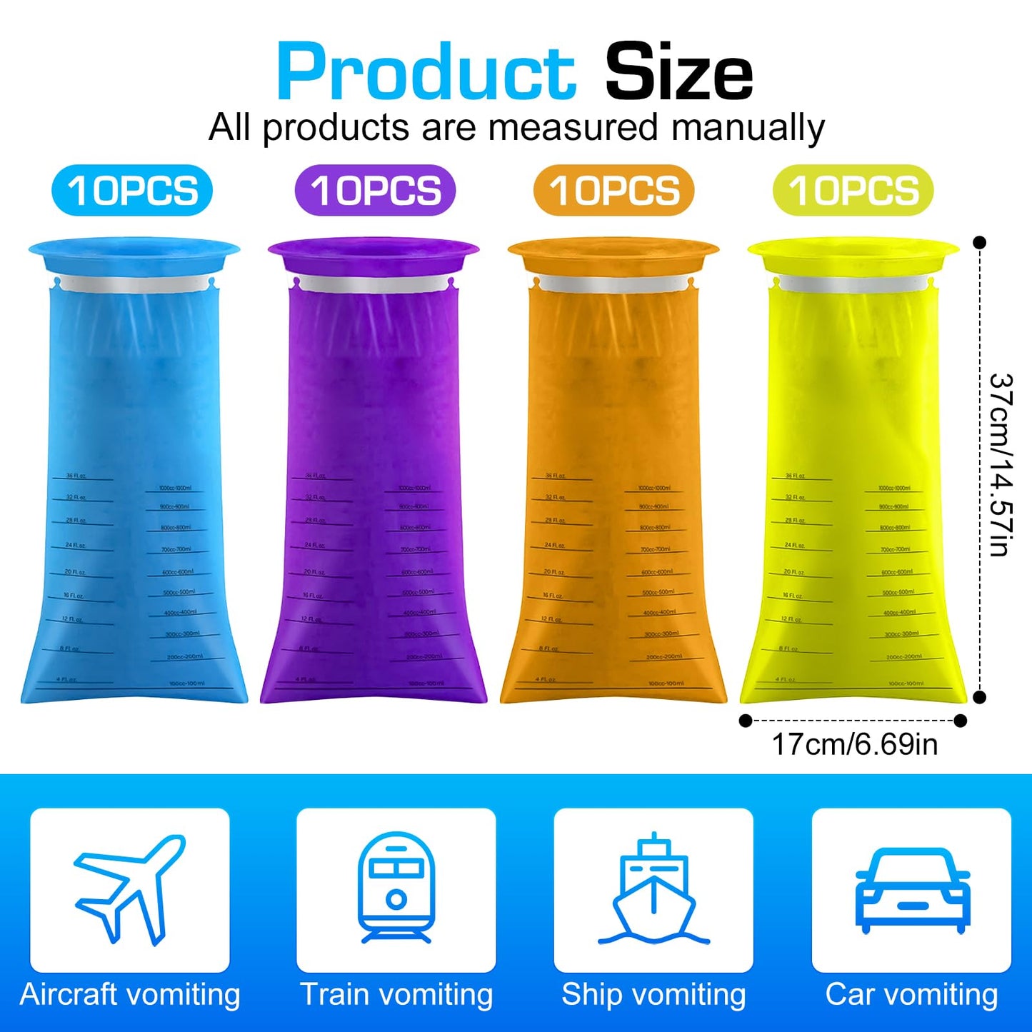 Brechbeutel mit Ring Sicherer Kotzbeutel: Nizirioo 40 Stück Spuckbeutel Kotztüten Spucktüten,4 Farben Müllsäcke Spuckbeutel Verschließbar Blickdicht Reißfest,Brechbeutel mit Ring für Schulen