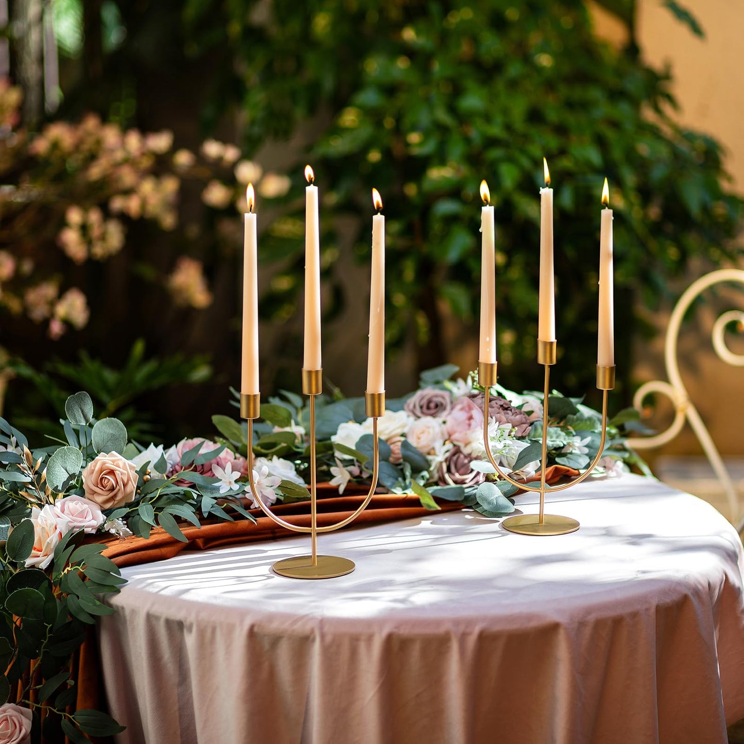Sziqiqi Kerzenhalter Gold Kerzenständer 3-Armig Metall für Hochzeitstisch Mittelstücke, Kerzenständer 2er Set Kerzenhalter Stabkerze für Esszimmer Kaffee Tischdekoration