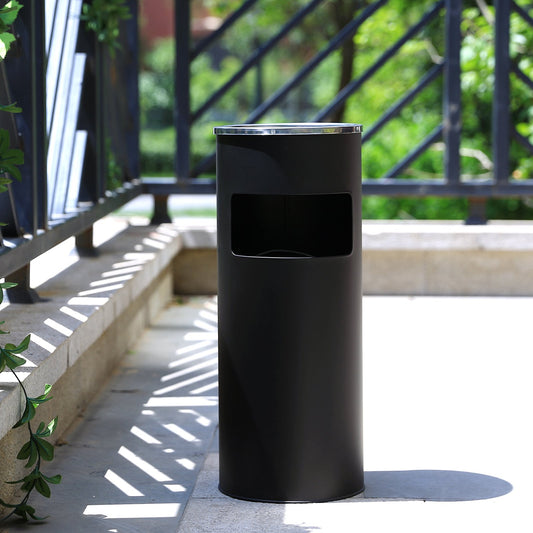 SONGMICS Standaschenbecher für draußen Mülleimer mit Aschenbecher Abfalleimer mit Inneneimer 60,5 x 24,5 cm 30 L Schwarz LTB17C