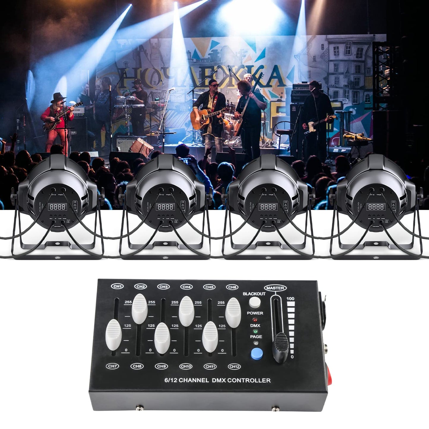 Dmx Controll Lichtmischpult, Dimmer Dmx Controller 12 Kanäle Dimmer Konsole, Mini Tragbarer Dmx512 Controller Klein Lichtpult Dmx Steuerung für Par Lights Fog Machine DJ Disco Licht Dmx Controler