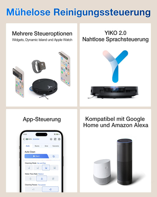 ECOVACS DEEBOT T50 Omni Saugroboter mit Wischfunktion,15.000 Pa, Ausziehbare Seitenbürste und Mopp, ZeroTangle 2.0, Moppwäsche mit 75°C heißem Wasser, All-in-One Station, ultradünn 81 mm, Schwarz