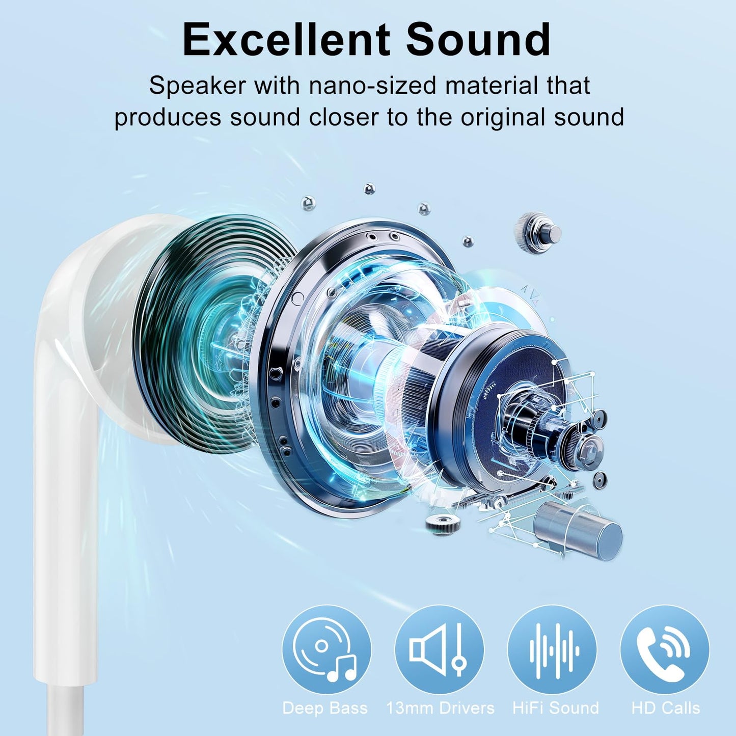 In-Ear Kopfhörer mit Kabel, 2 Pack 3,5mm Klinke Ohrhörer mit Mikrofon und Lautstärkeregler, Noise Cancelling Kopfhoerer für Samsung, iPad, Xiaomi, MP3/4, Huawei, iPhone 6/5/SE, usw 3.5mm Audiogeräte