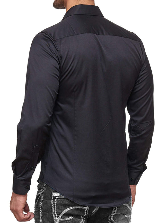 Baxboy Herren-Hemd Slim-Fit Bügelleicht Für Anzug, Business, Hochzeit, Freizeit - Langarm Hemden für Männer Langarmhemd R-44, Farbe:Rot, Größe:M