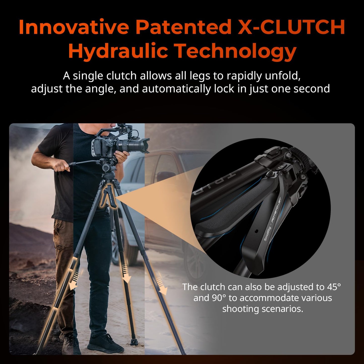 SMALLRIG Tribex Hydraulisches Carbonfaser-Stativ kit, Schnell Ausziehbares Kamera-Videostativ mit 4-Stufigem Fluidkopf mit Gegengewicht, Stufenlose Dämpfung Beim Schwenken/Neigen 4259