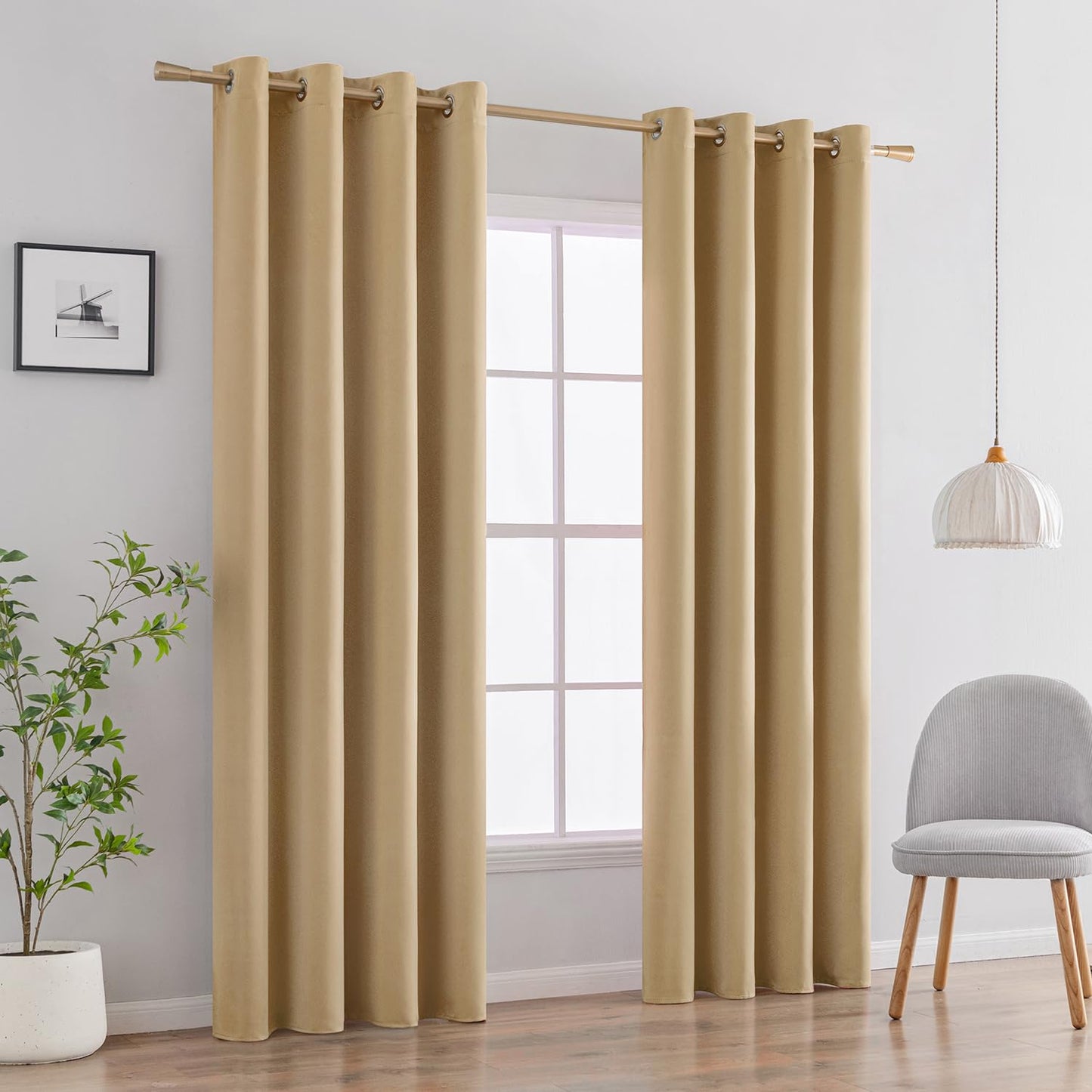MIULEE Vorhänge Taupe Blickdicht mit Ösen, Schöner Weicher Verdunklungsvorhänge zum Verdunkeln von Räumen, 2er Set Gardinen Abdunkelnd Schlafzimmer Wohnzimmer Thermovorhang Kälteschutz 140X225 cm
