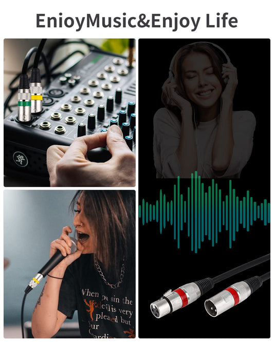 PERMUST 5 Stück 3-Pin DMX-Mikrofon-Signalkabel-Verbindungskabel, 5M XLR-Anschlussstecker mit Stecker-auf-Buchse-Kopfmikrofonkabel