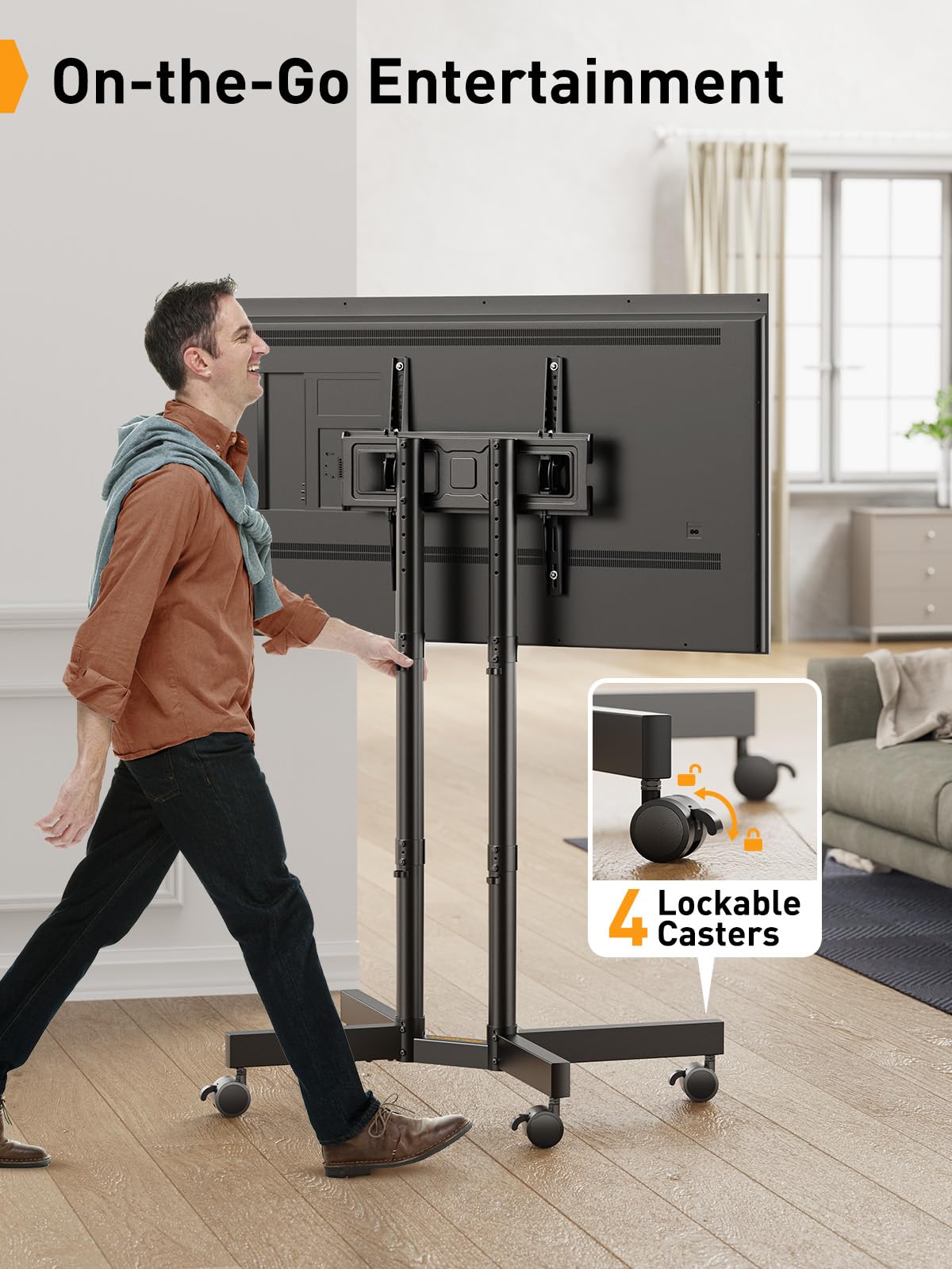PERLEGEAR TV Ständer Rollbar für 32-70 Zoll Plasma/LCD/LED Fernseher, TV Standfuss Höhenverstellbar mit Neigbar -15° to +5°, Fernsehständer mit Rollen bis zu 40 KG, Max VESA 400x400 mm, PGTVMC14