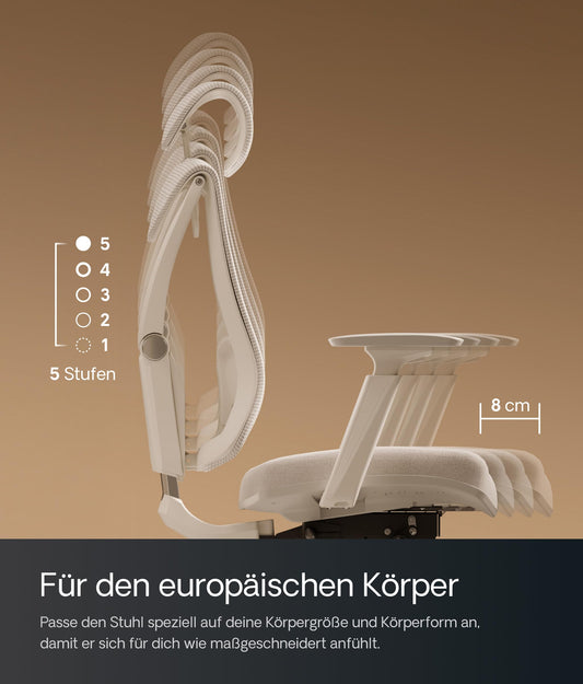 Desktronic Verstellbarer ergonomischer Bürostuhl | Schreibtischstuhl mit Lendenwirbelstütze - rückenfreundlich- Computerstuhl höhenverstellbar & rückenschonend - breites Polster SitPro (Grau)