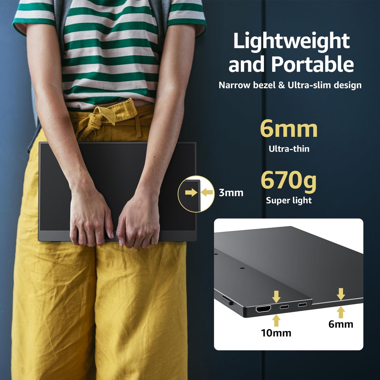 cocopar Tragbarer Monitor 15,6 Zoll FHD HDR FreeSync Zero Frame USB-C-Computerdisplay mit Dual-Typ-C-Mini-HDMI für Laptop-PC-Telefon Mac Surface Xbox PS4-Switch, mit Smart Cover