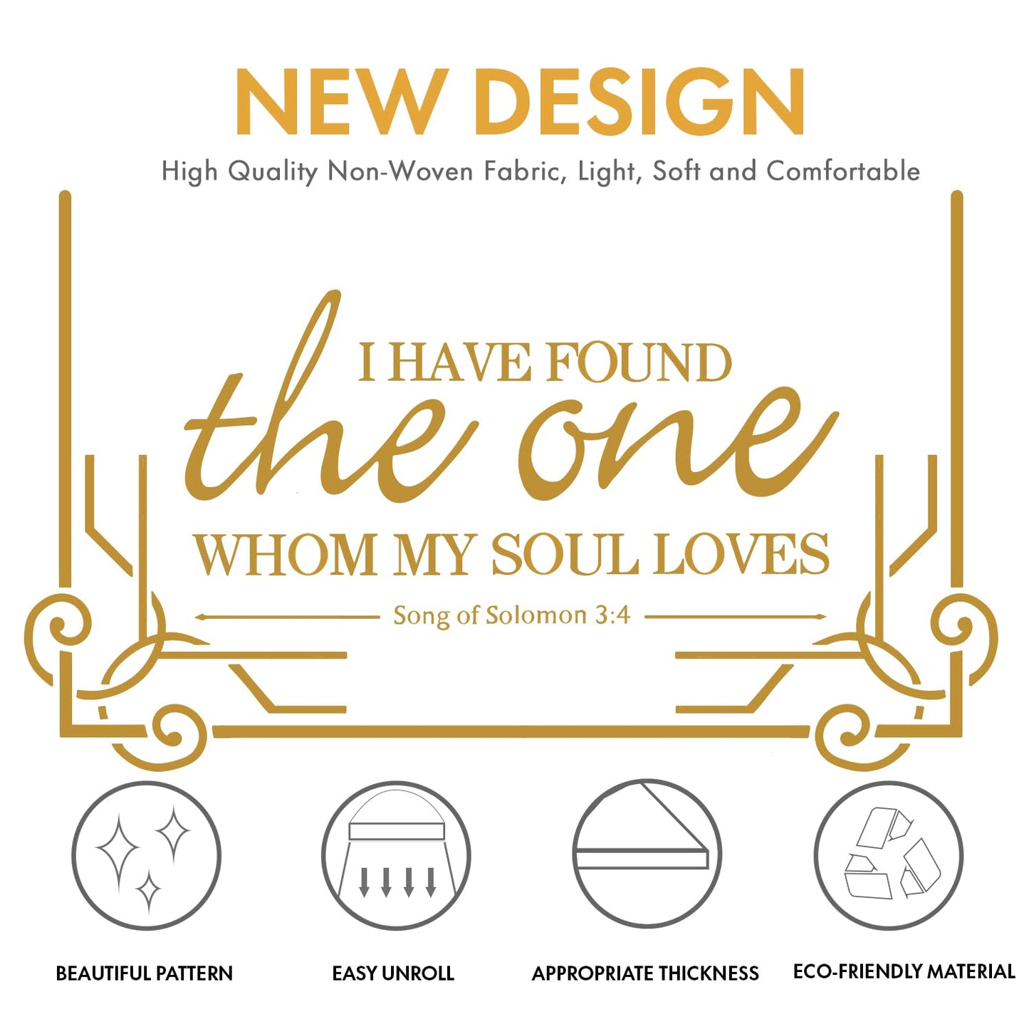 HEALON Weißer Hochzeitsgangläufer (30 m x 91 cm) – inklusive Zugschnur für Hochzeiten im Innen- oder Außenbereich, Abschlussball und Partys (goldener Buchstabendruck)