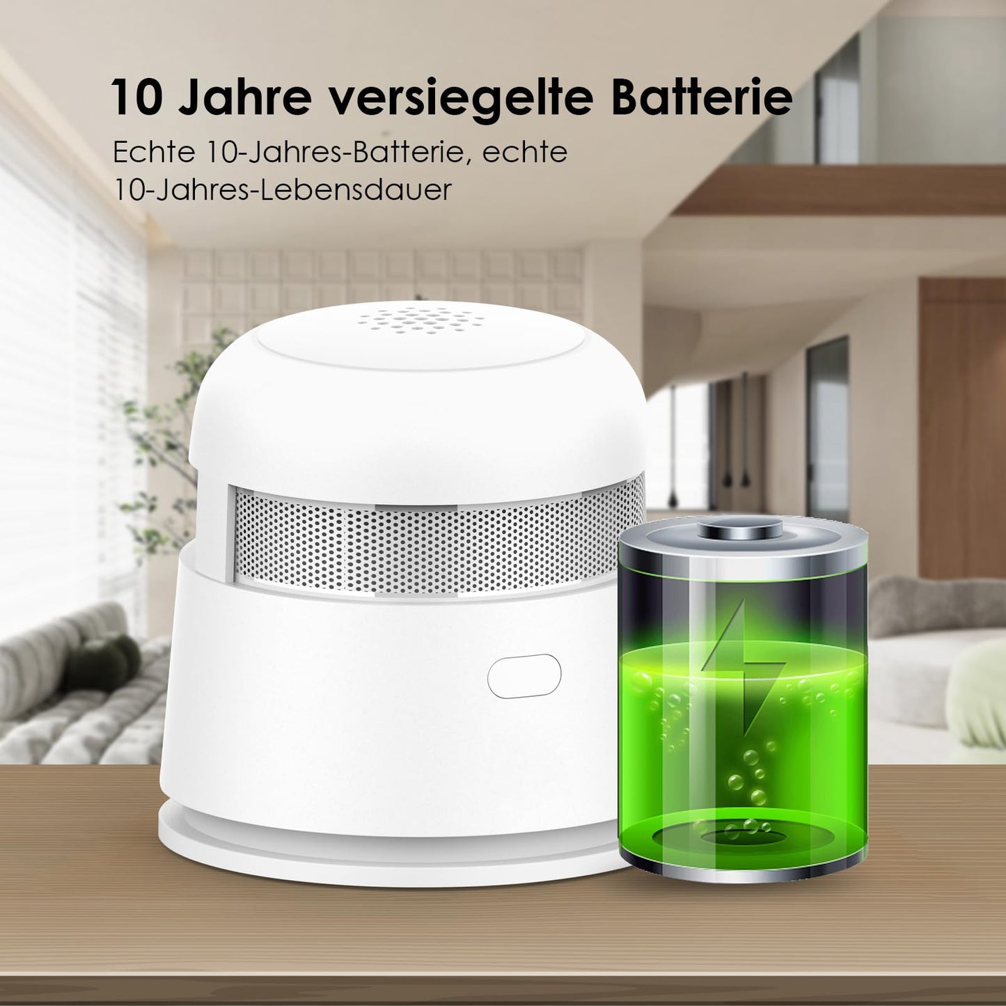 SECAIR Rauchmelder 10 Jahre Batterie, Mini Brandmelder,Feuermelder Entsprechend EN14604,Photoelektrischer Rauchwarnmelder mit Stummschaltungstaste,ZR170S,1er Set
