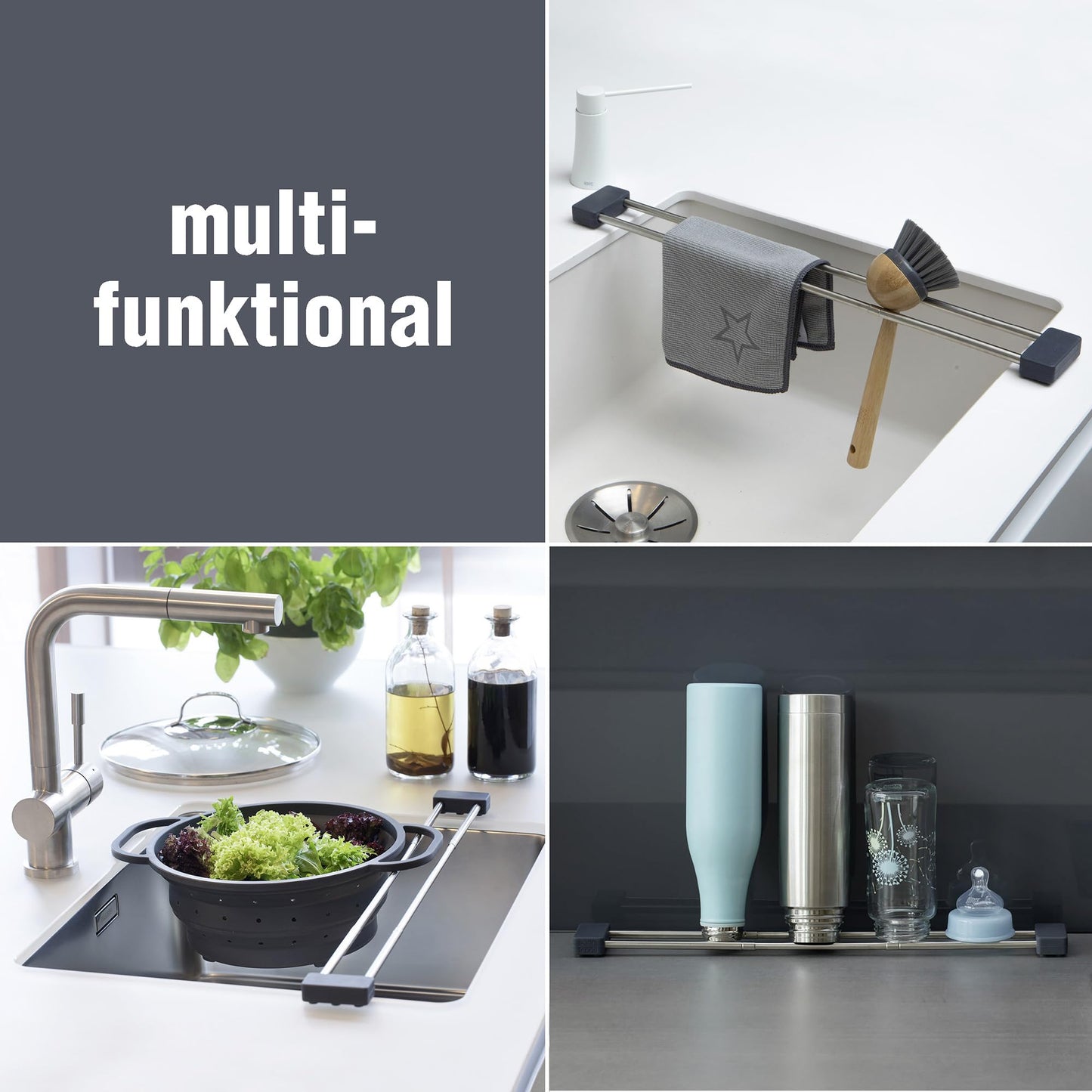 Sanni Shoo 2er Set Spüllappenhalter drip.line, Lappenhalter und Abtropfgestell Spüle, Schwammhalter Spülbecken, Küchenhelfer Organizer am Waschbecken Küche, Platzsparendes Küchenutensil