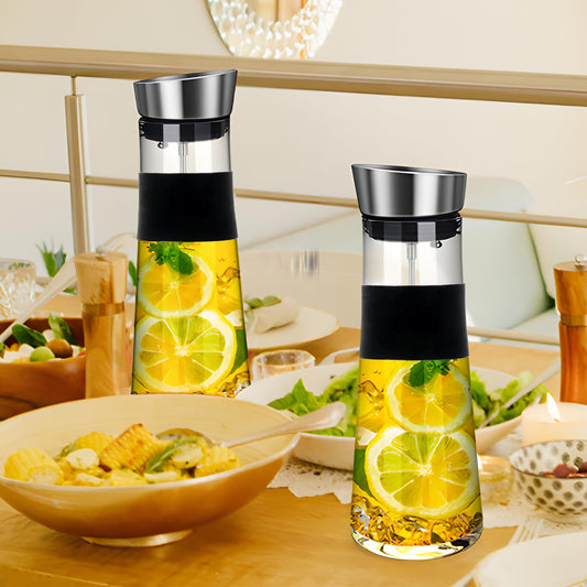 ZHHGOO Glas Karaffe,1.5 Liter Karaffe mit Deckel aus Edelstahl,Wasserkaraffe mit Fruchtspieß,Saft Krug,Glaskaraffe Benutzt für Eistee Heißes Kaltes Wasser Milch Kaffee Wein