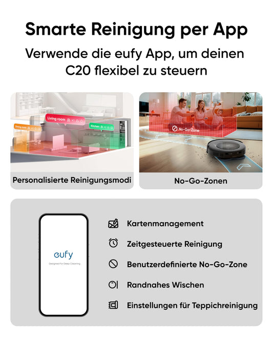 eufy Saugroboter Omni C20 mit All-in-One-Station,Auto-Entleerung, Auto-Wasch- und Trocknungsfunktion, 7.000Pa, 8,5cm Ultraflaches Design, Staubsauger Roboter mit Wischfunktion,Kindersicherung