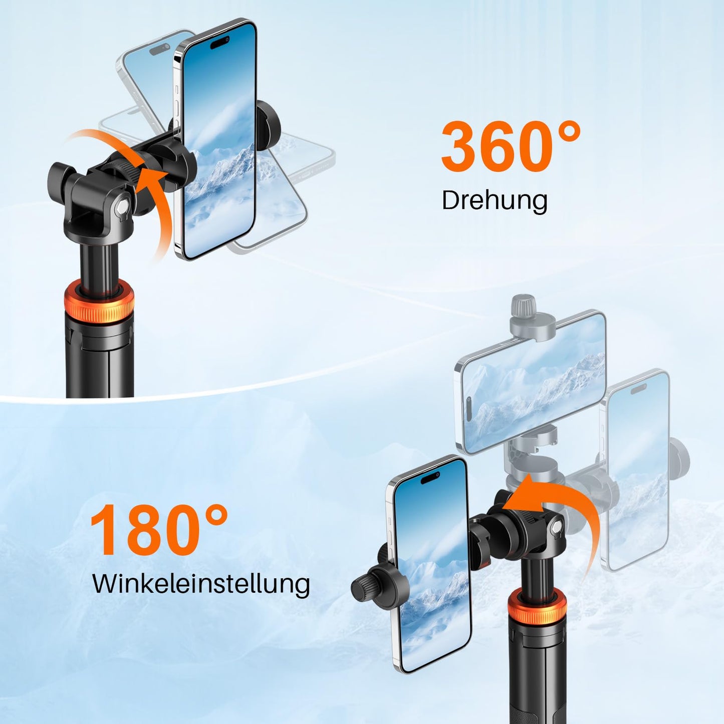 OOHHEE 158cm Handystativ mit Fernbedienung, Stativ für iPhone und Selfie-Stick, hochfeste Beine und ausziehbarer Rohrstativständer, Handy Stativ Ständer passend für iPhone/Samsung S22/Kamera