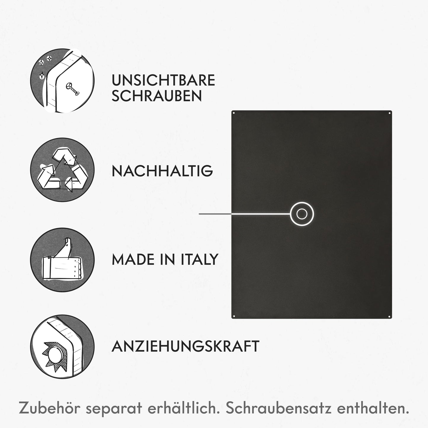 KalaMitica Magnettafel Schwarz - Kreidetafel Magnetisch, Magnetpinnwand für jede Art von Magneten - Anthrazit - 56x38 cm