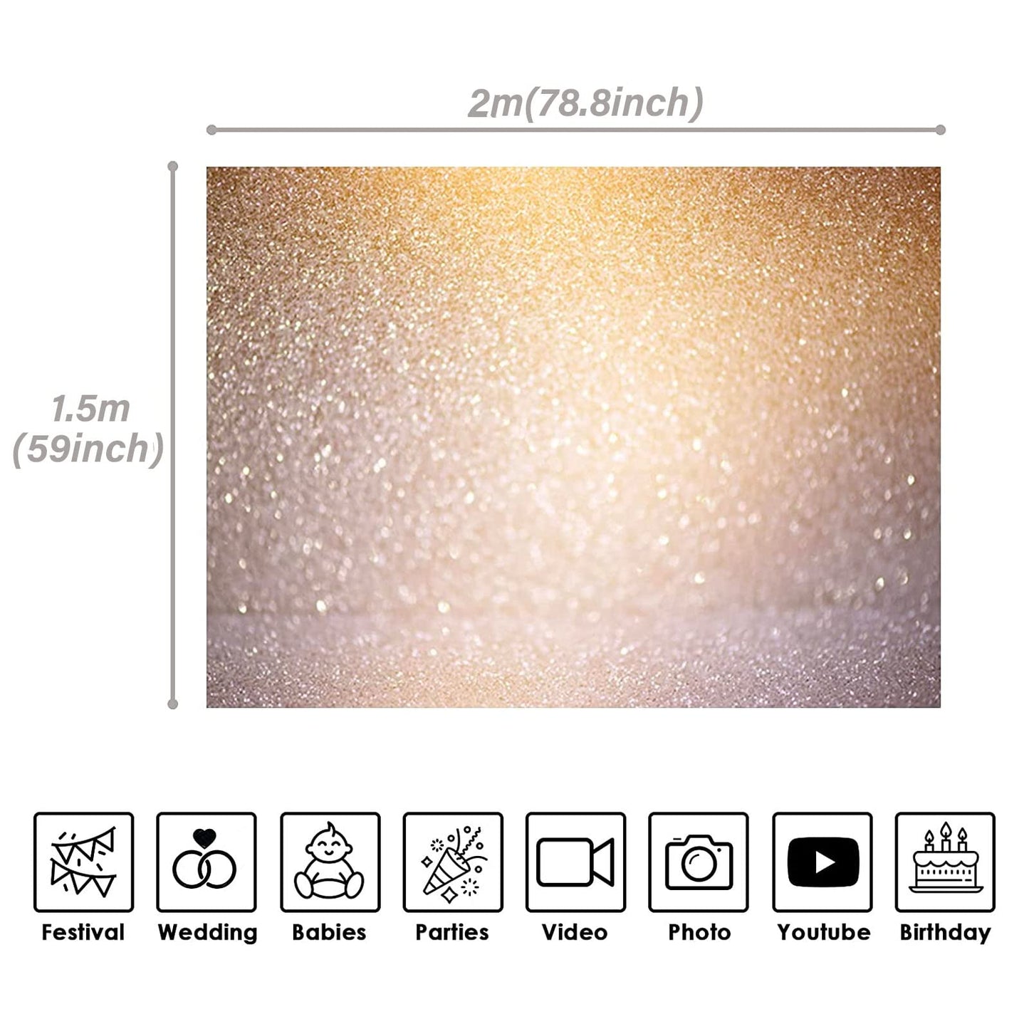jiuzcare 2x1,5M Star Hintergrund Glitter Hintergrund Fotografie Gelb Glitzer Hintergrund Goldenen Bokeh Hintergrund Fotoleinwand Goldglitzer FotoHintergrund Golden Dot Fotografie Hintergrund, HGB12