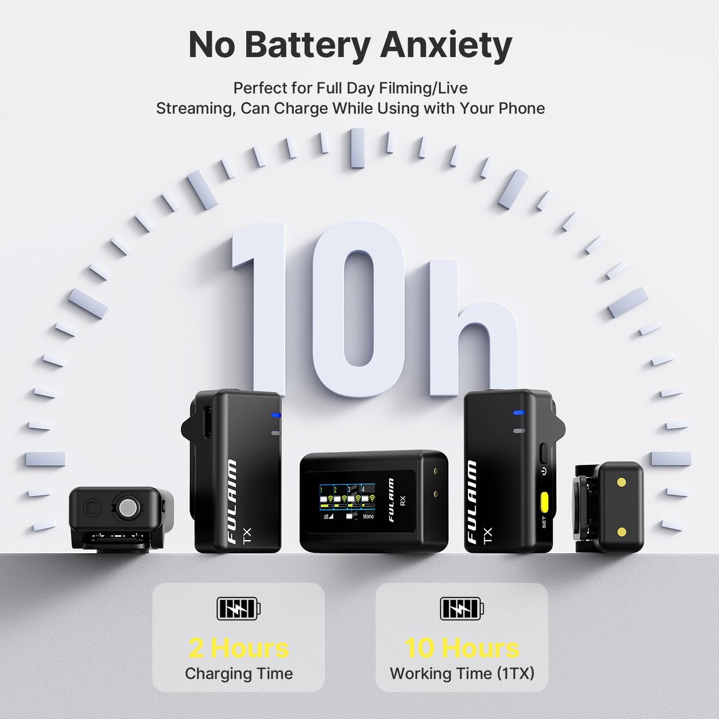 FULAIM X6 Kabelloses Lavalier-Mikrofon, 4 Sender 1 Empfänger, Ansteckmikrofon für Interviews, Präsentationen, Videoaufnahmen, Kompatibel mit Kameras & Smartphones