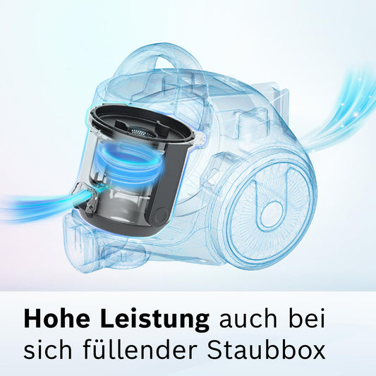 Bosch Staubsauger beutellos Clean´n Serie 2 BGC05A220A, Bodenstaubsauger, Bodendüse für Parkett, Teppich, Fliesen, Hygiene-Filter, langes Kabel, leise, leicht, 700 W, blau