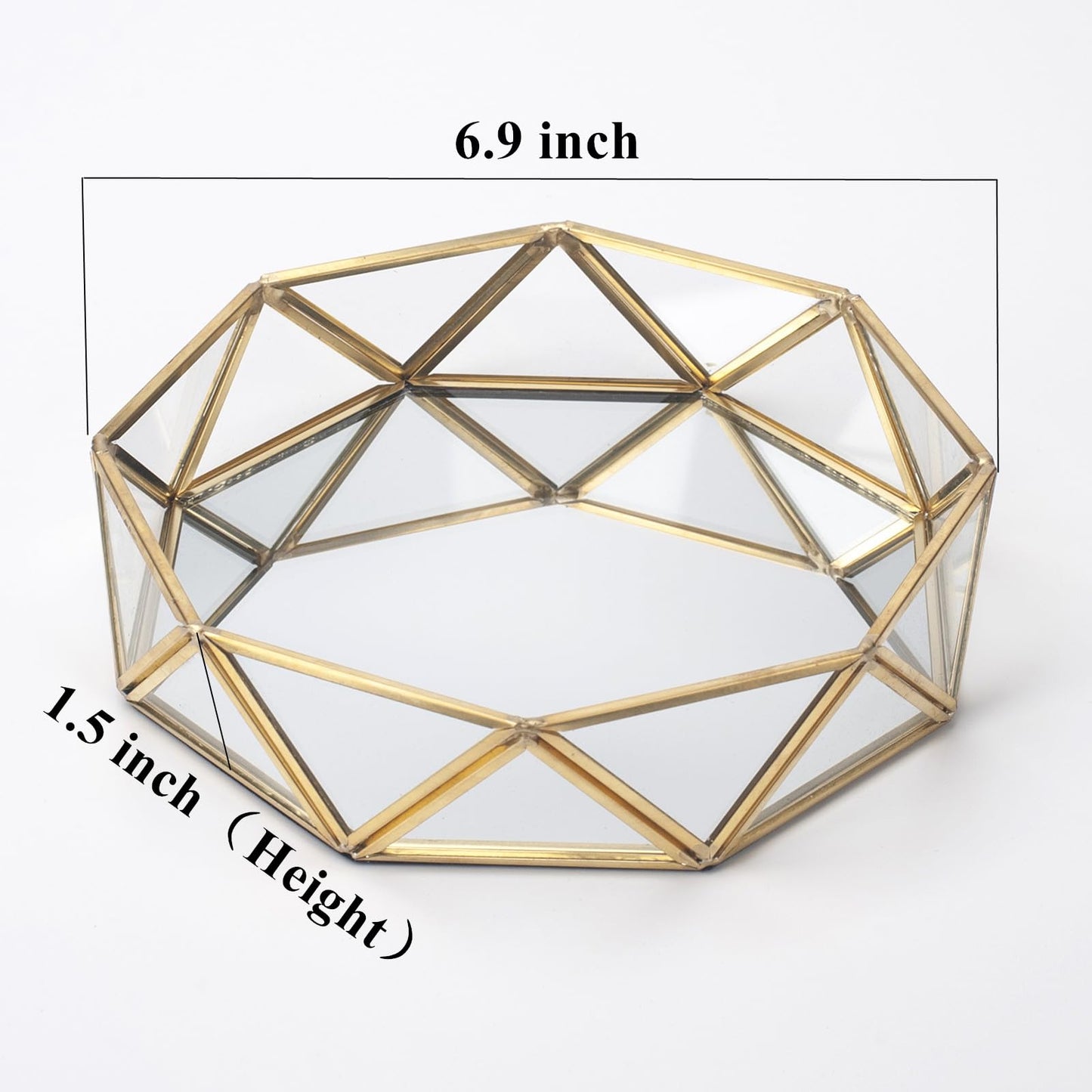 Glas Spiegel Tablett, Gold Tablett, Parfüm Tablett, Make-up Tablett, Dekorative Kosmetik Organizer, Schmuck Organizer für Badezimmer, Schminktisch (Klein)