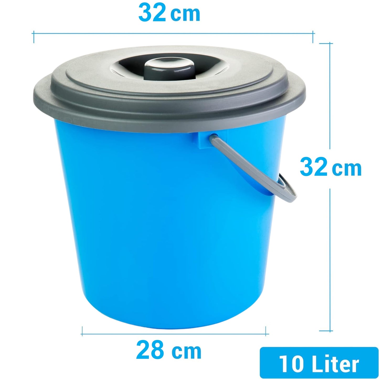 2friends Eimer mit Deckel Putzeimer 10 Liter 3 Stück Kunststoff Lebensmittelecht 3-farbig Sortiert, Made in Europe, Model Nico