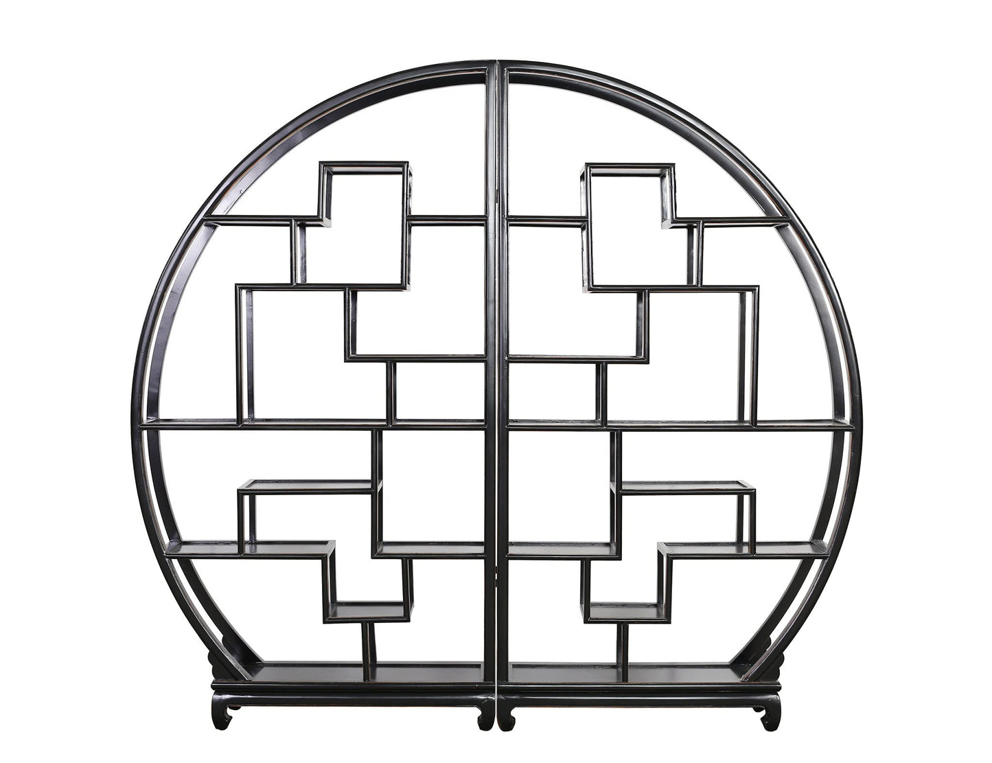 Fine Asianliving Chinesisches Bücherregal Rund Offen Schwarz