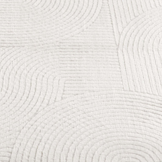 Taracarpet Kurzflor Boho Skandi Polyester Teppich in 3D Optik waschbar, pflegeleicht und robust ideal fürs Wohnzimmer, Schlafzimmer und Kinderzimmer auch als Badematte Creme Wellen 060x120 cm