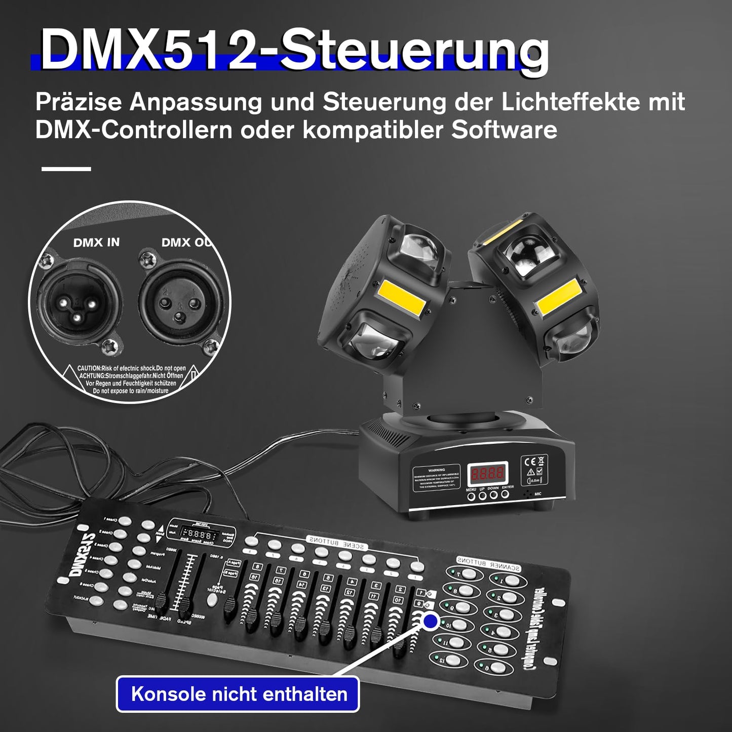 Discolicht Partylicht, Moving Head,LED RGB Licht DJ Projektor Musikgesteuert DJ Disco Lichter, DMX Effektstrahler,Für KTV Familientreffen Hochzeit Geburtstag Halloween (T08)