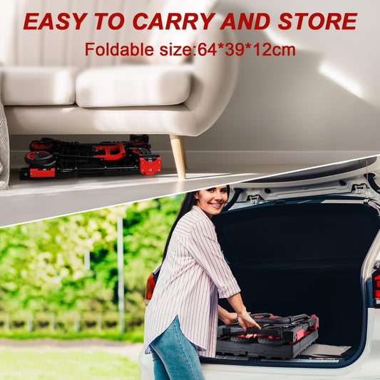 2-in-1 Sackkarre und Plattformwagen mit Klappbox, Transportwagen max. 150 KG, Transportkarre max. 75 KG, 2 Spanngummis mit Haken, 3-stufig Höhenverstellbar, für Transport, Einkaufen, Camping, Umzug