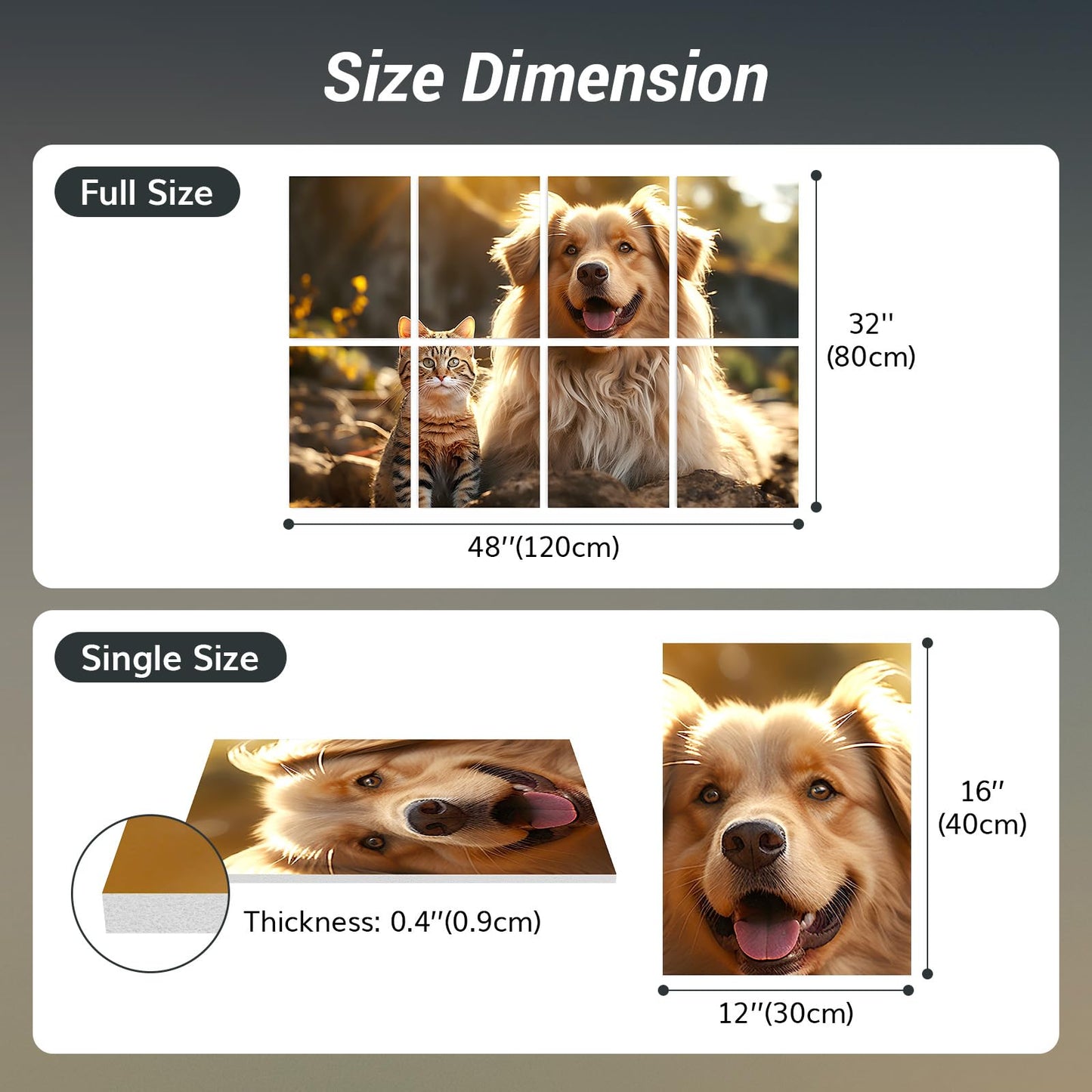 TONOR 8 Pack Art Acoustic Panel mit Selbstklebenden Wandpaneelen, 48"X32" Schallabsorbierende Paneele, Dekorative Schalldichte Paneele, Akustische Behandlung für Tonstudio, Büro, Katze und Hund