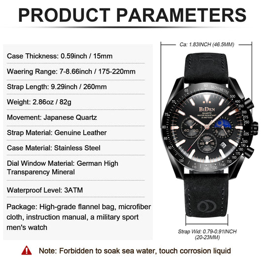 HANPOSH Herren Uhr Chronograph Uhren Herren Chronograph Edelstahl Wasserdicht Analog Quarz Armbanduhr Herren mit Datum Leuchtende Business Casual Uhren fur Männer (A06- Alle Schwarz)