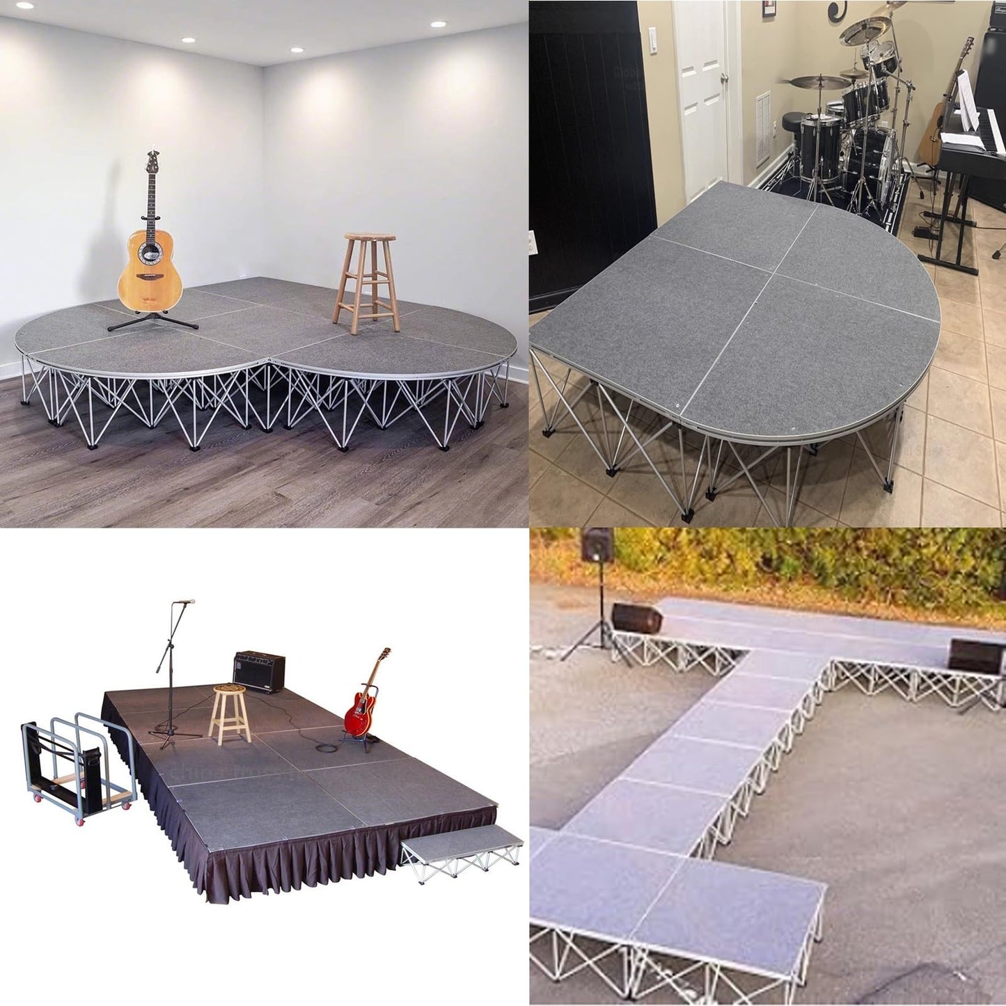 Tragbares Bühnenpodest tragbare Bühne Tragbares Bühnenpodest 4x4, Faltbare Tanzbühnenplattform Mit Verriegelungssystem, Wählbare Höhe Stabiler Modularer Bühnenbausatz Für Musik Performance Trommel(H 2