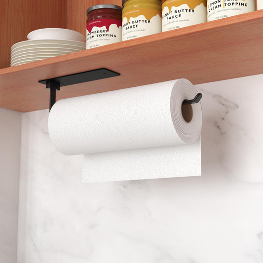 Schwarz KüChenrollenhalter Ohne Bohren Kuchenroller Halter,Selbstklebend Praktisch Rollenhalter Unter Schrank FüR KüChe Aufbewahrung & Organisation KüChenrollenhalter Wand