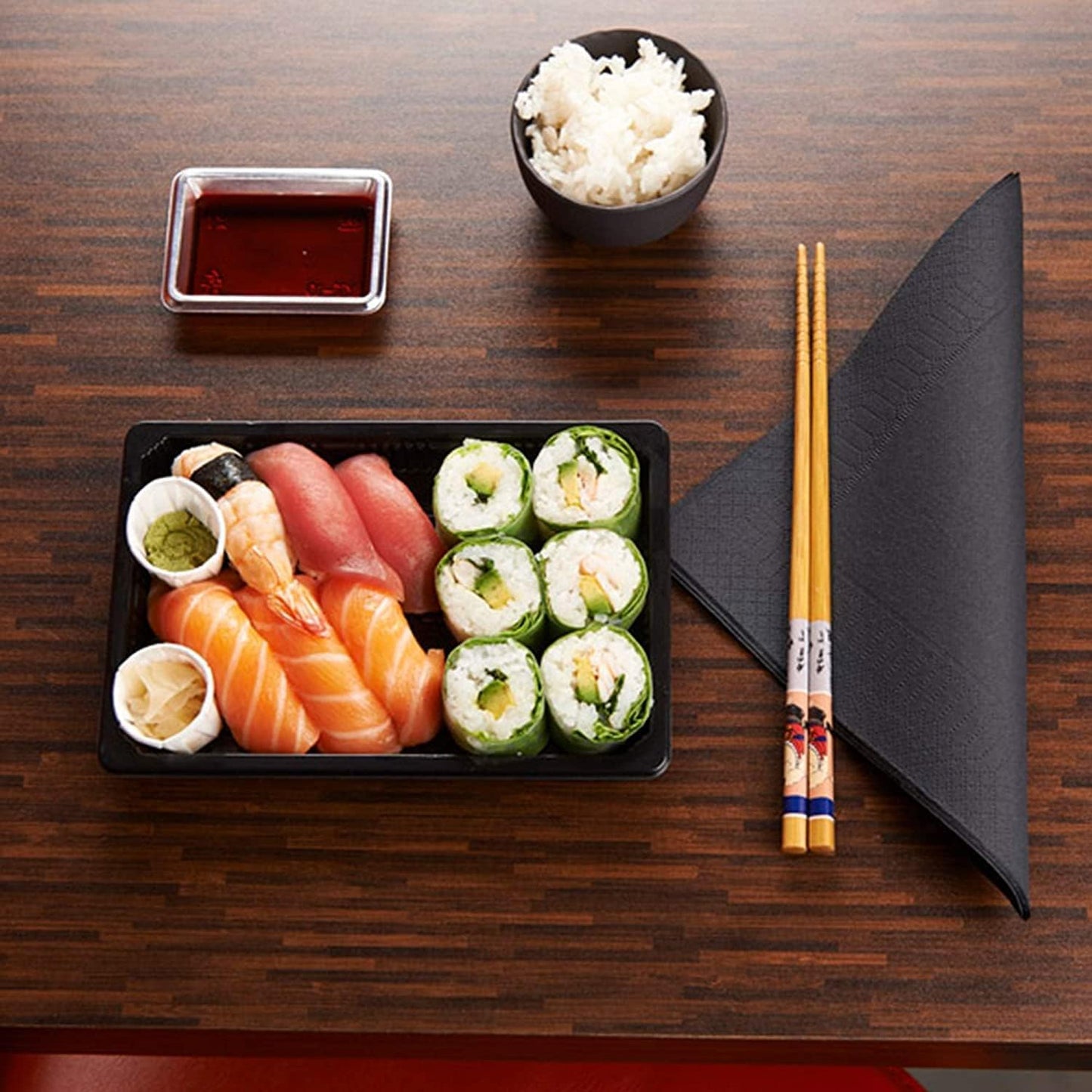 LE NAPPAGE ARTS DE LA TABLE Papierservietten, 33 x 33 cm, 2-lagig, Schwarz FSC, Zellulose, 33 x 33 cm, 50 Stück