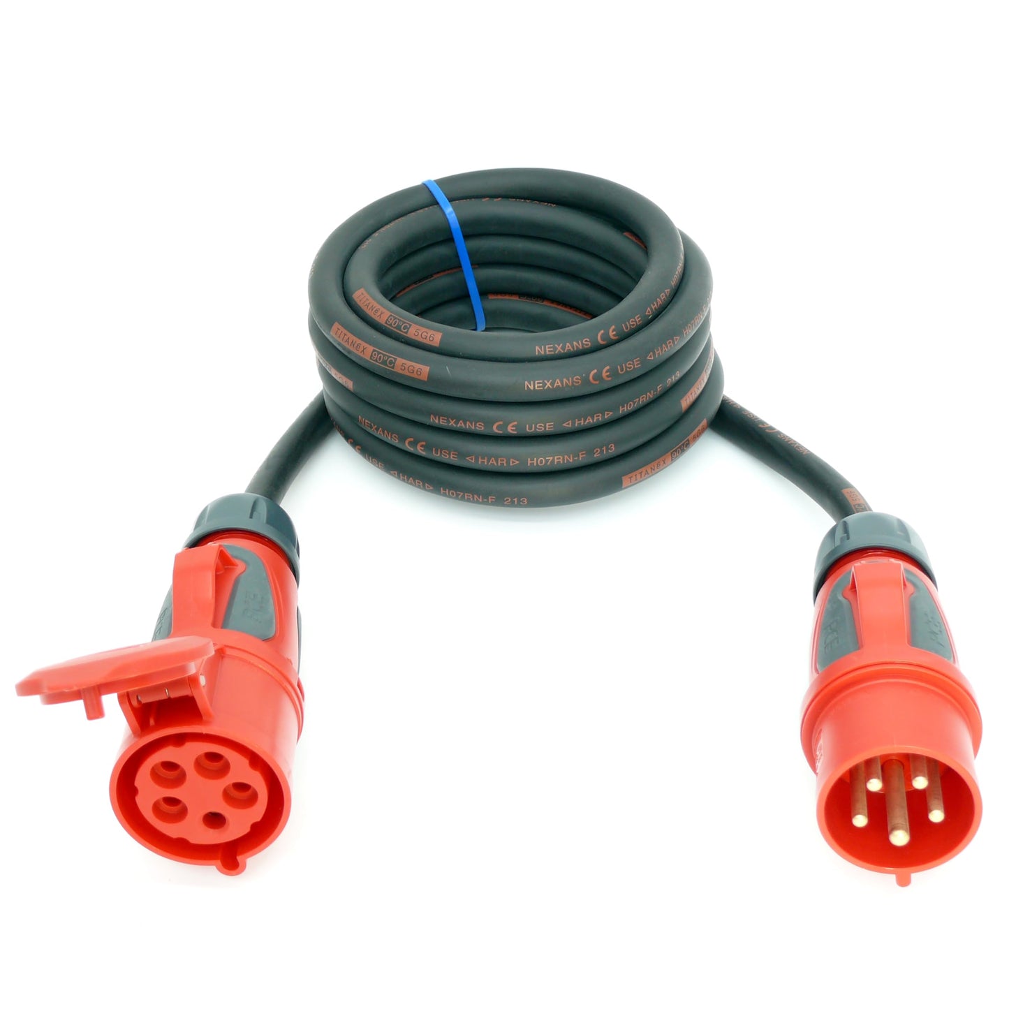 CEE Starkstromkabel (1,5m-50m) 32A Verlängerungskabel Titanex H07RN-F 5x6mm² mit PCE Grip Stecker und Kupplung, Business-Line von Event-Kabel (20 Meter)