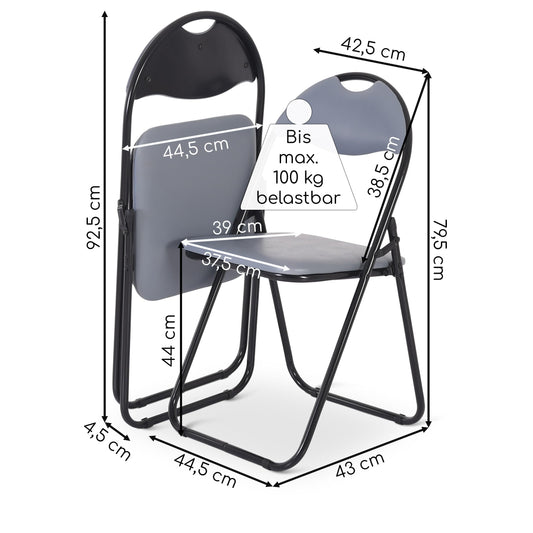 Raburg Klappstuhl 6er-Set, praktisches Gästestuhl-Set zum Klappen, gepolstert, leicht & bequem, Belastbarkeit 100 kg, Metallgestell, für Gäste, Büro, Event & Party, Paul, Grau/Schwarz