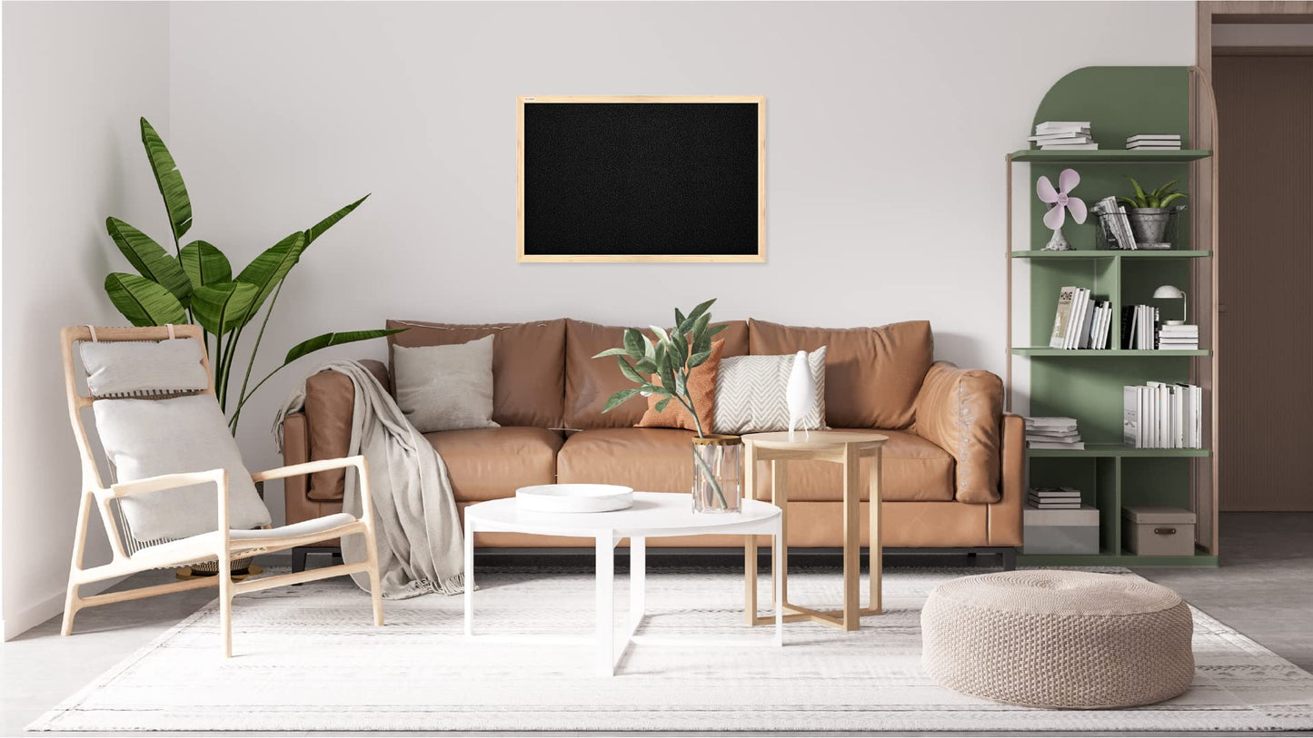 ALLboards Schwarz Pinnwand mit Holz Rahmen 60x40cm Korktafel Korkwand Pinnwand Kork