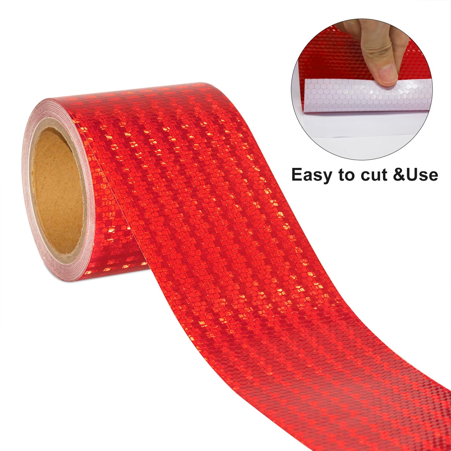 XFXIA Reflektierendes Klebeband Rot 10 cm x 10 m, wasserdicht, reflektierendes Klebeband, selbstklebendes Warnband für Fahrzeuge, Autos, Anhänger, Outdoor