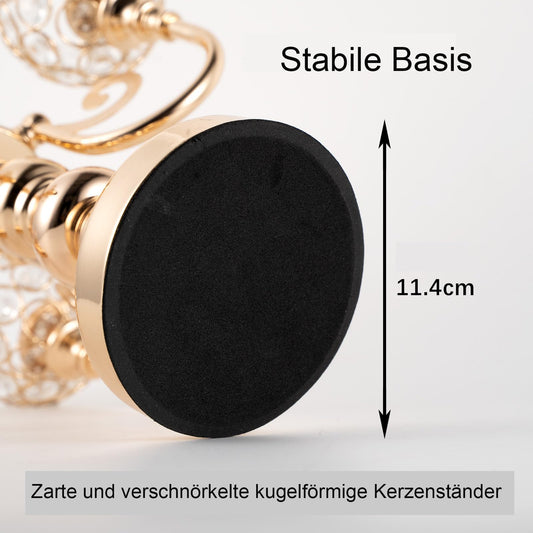 VINCIGANT Gold Candelabra Centerpieces mit Kristall für Tische, Metall Kerzenhalter Kerzenhalter für Weihnachten Party Abendessen Formal Event Dekoration