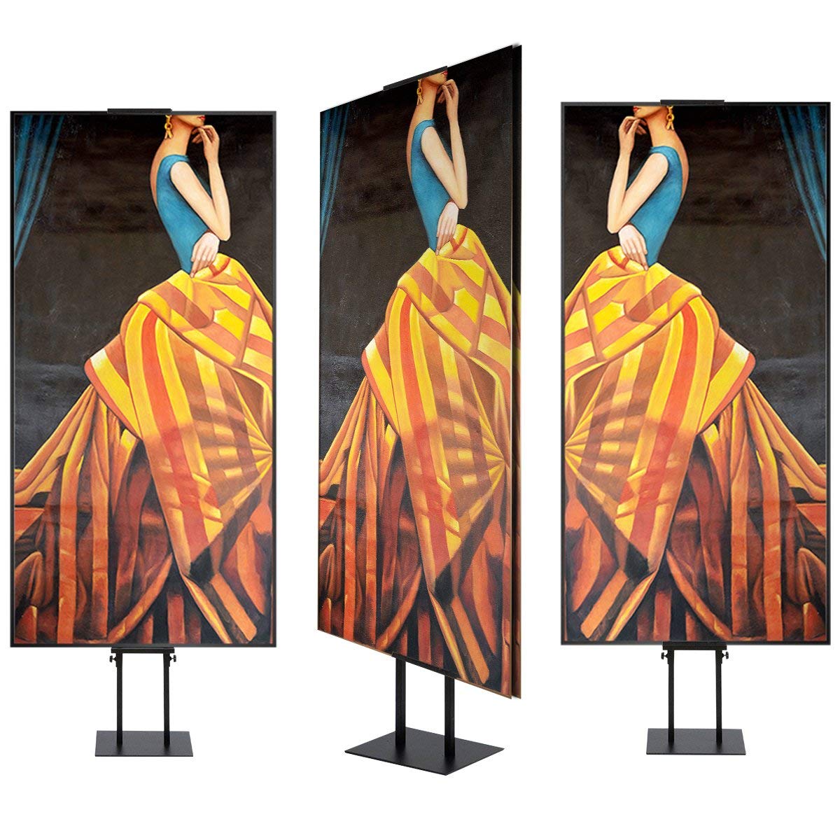 VAIIGO Doppelseitiger Plakatständer (für 2 Plakate) Infoständer Verstellbarer Metall Präsentationsständer Werbeständer Standhöhe bis 78 Zoll (Schwarz)