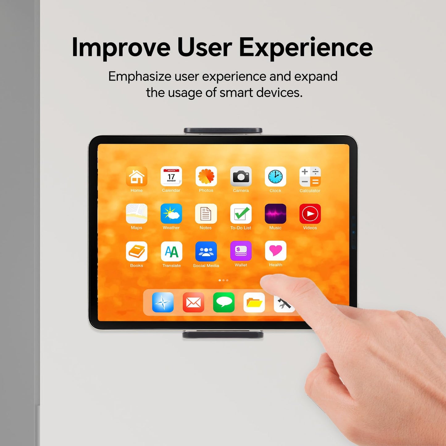 SUNNINGUP Tablet Wandhalterung, Metall iPad Wandhalterung für 4,7"-12.9" Tablet iPad Phone, 360° Drehbare und Stabile iPad Wandhalterung für Küche, Bad, Lager, Schlafzimmer und Lesezimmer