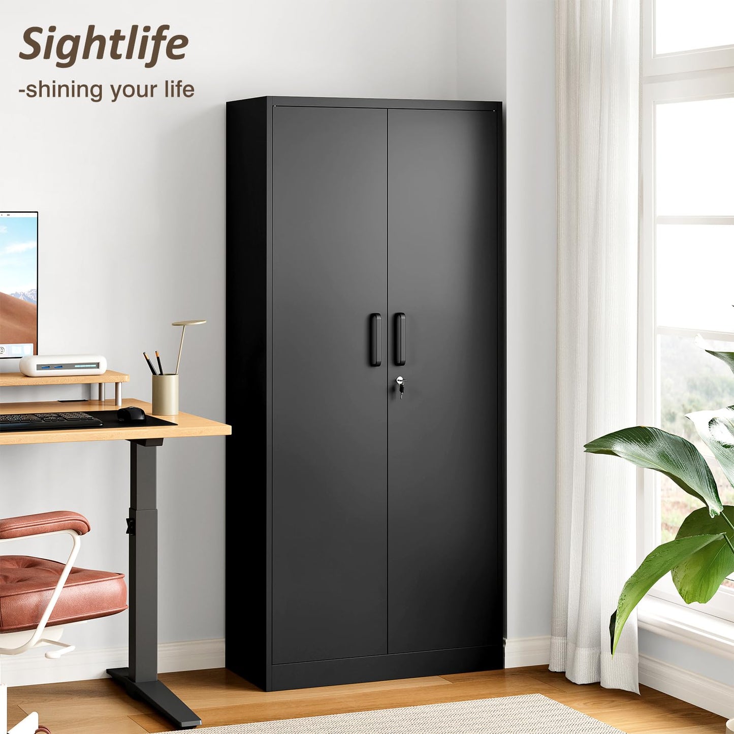 Aktenschrank Aufbewahrungsschrank mit Schloss Stahlschrank Stahlspind Mehrzweckschrank Metallschrank mit 2 Türen für Büro Haus Garage Fitnessstudio Schule 170X78X39cm Schwarz