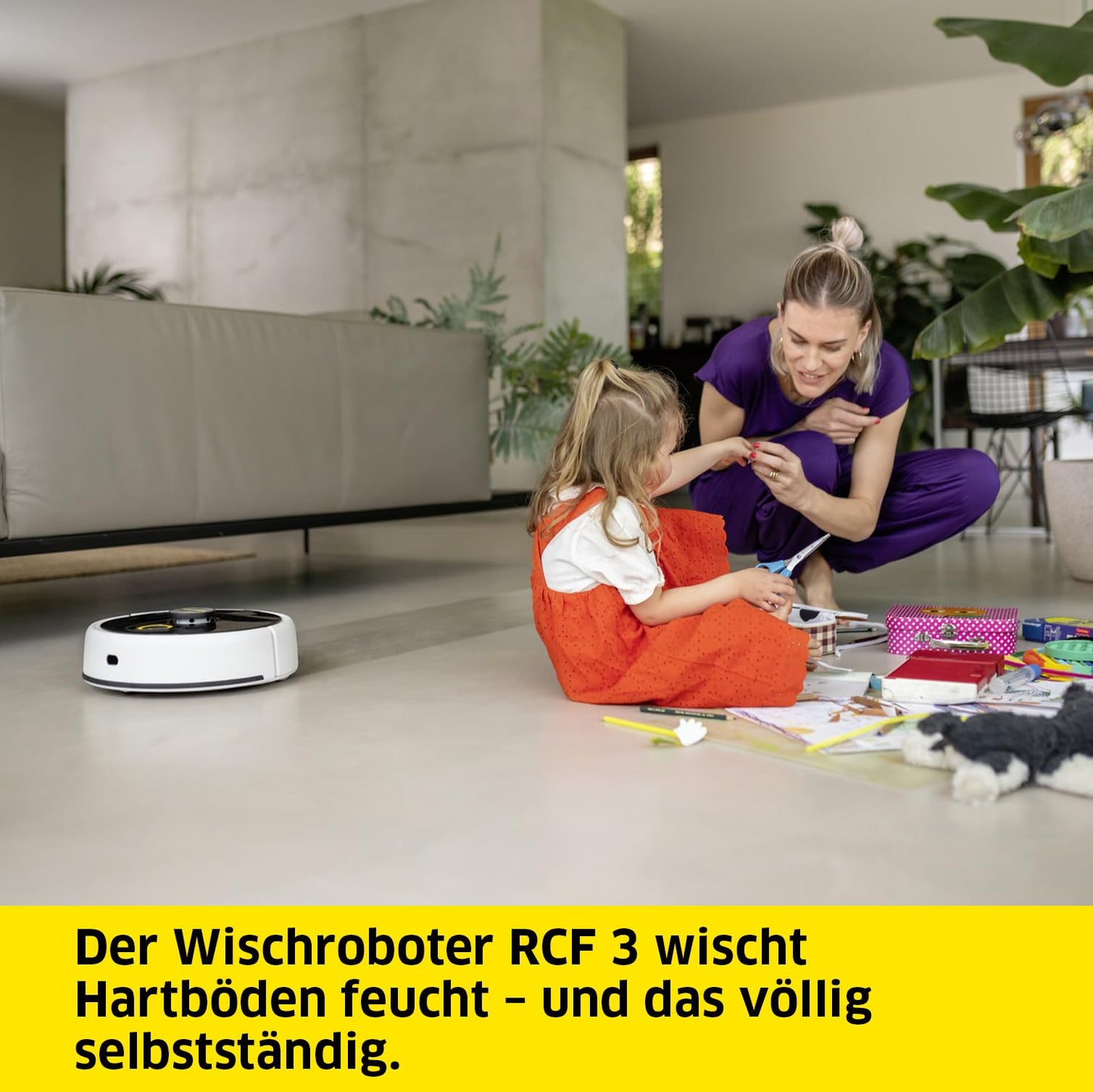 Kärcher Wischroboter RCF 3, smarte App-Steuerung, LiDAR-Laser-Navigation, Kartierung, Raum- und Hinderniserkennung, 120 min. Laufzeit, für Hartböden, Weiss