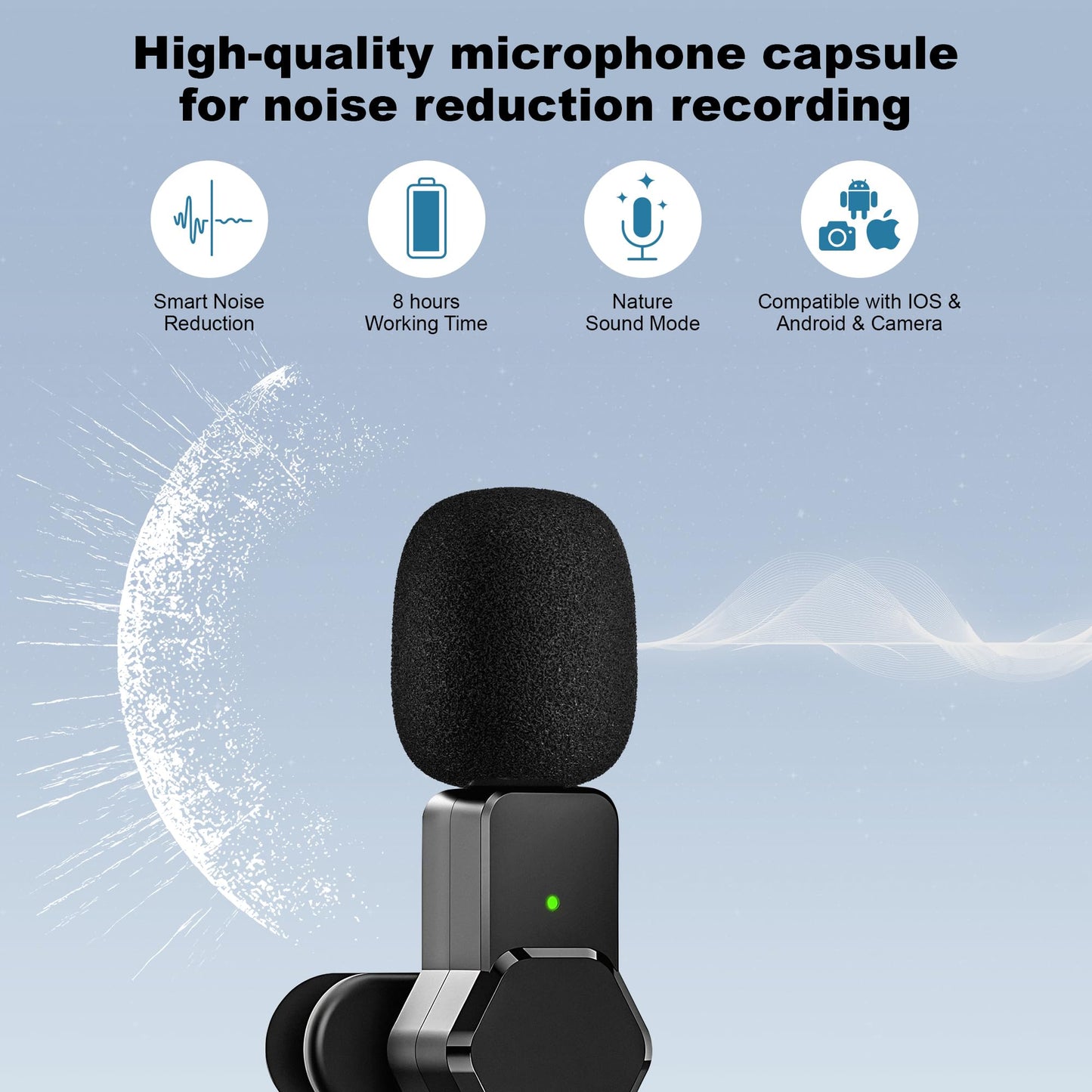 CKOKC Kabelloses Lavalier Mikrofon für iPhone - Android Kamera Computer, Mini Mikrofon für Live-Streaming, Videoaufnahmen, Interviews im Freien oder Innenbereich, YouTube, TikTok, Vlog