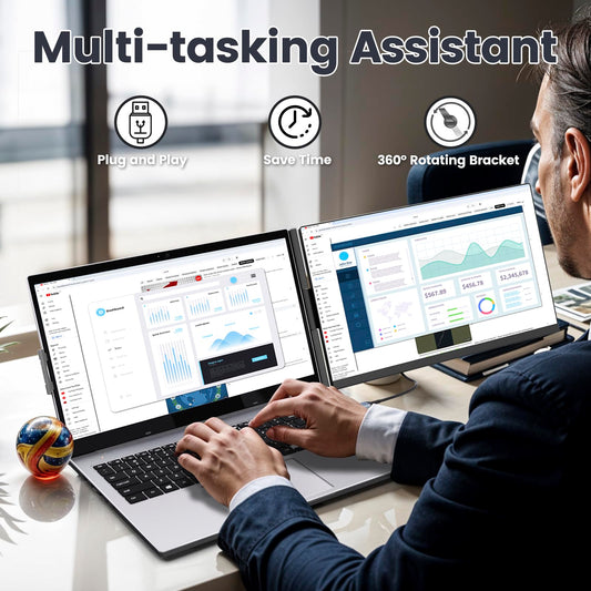 KEFEYA Laptop Monitor Extension 15.6 Inch for All Laptops, Portable Monitor 120% sRGB 1080P Laptop Screen Extension for Mac Windows Chrome