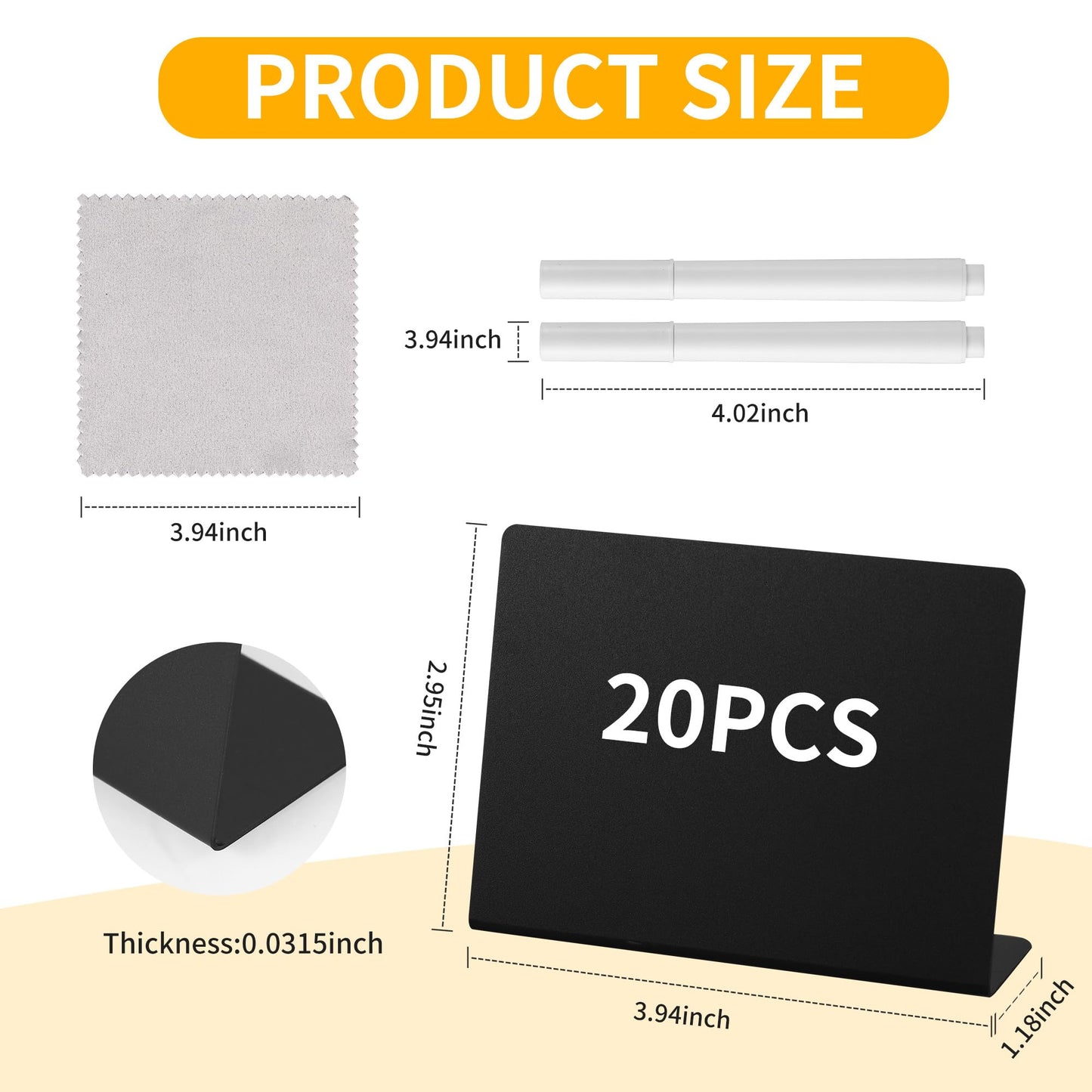 20 Kreidetafel Klein Set, Kleine Tafeln Zum Beschriften, 100x75 mmL-form Preisschilder Aufsteller, mit 2 Stiften und 1 Reinigungstuch, geeignet für Buffets, Hochzeiten, Partys, Tischkarten in Café