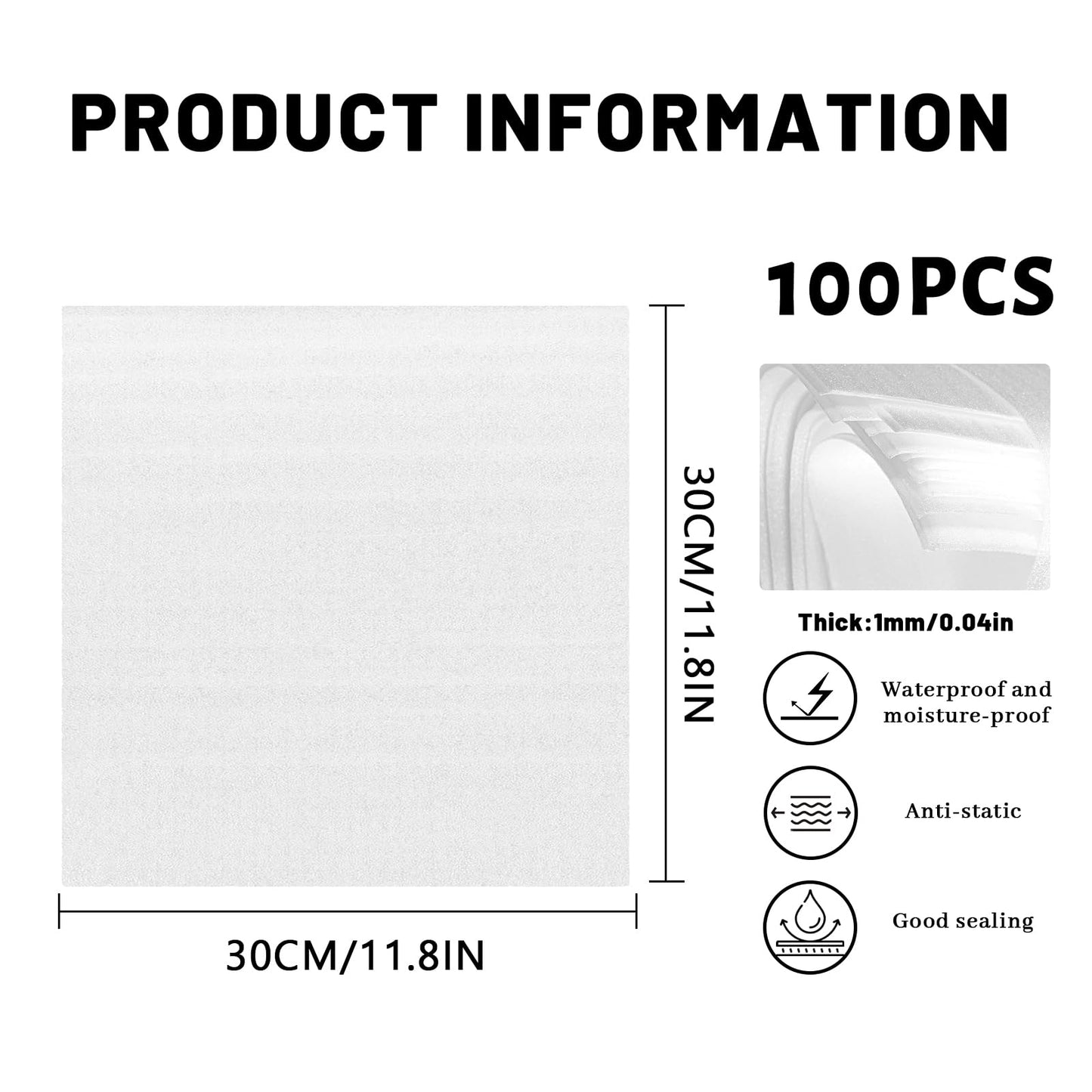 Verpackungsmaterial Luftpolsterfolie Umzug 100Stk Schaumfolie für Umzugskartons Kartons Geschirr Gläser Weinflaschen Versand(30 * 30cm) (Umzug 100Stk)